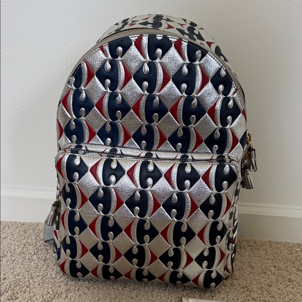 Anya Hindmarch Silver and Red Backpack blue